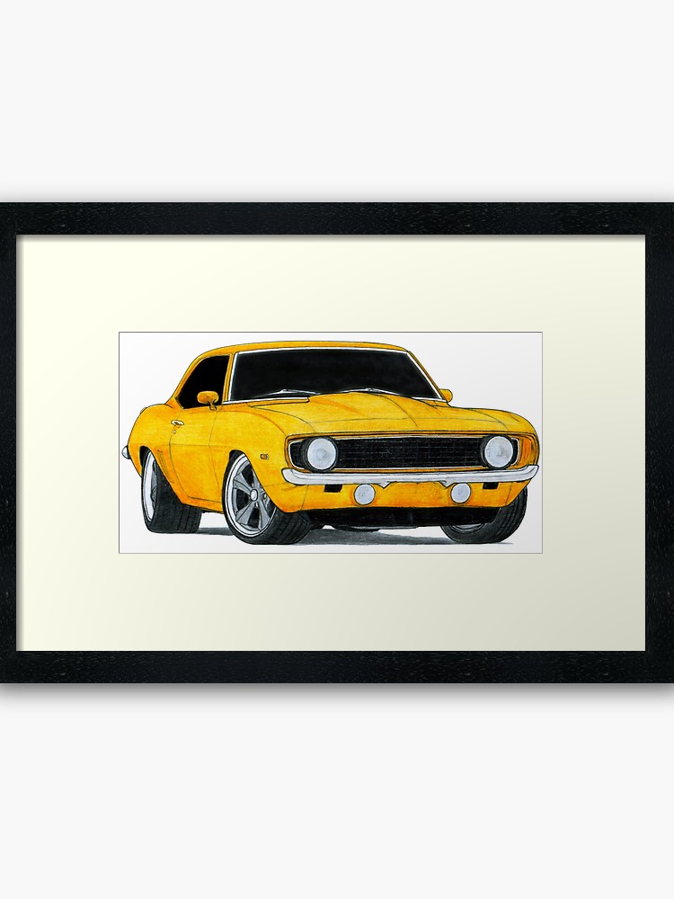 750x1000 Chevrolet Camaro Ss Drawing Framed Art Print
