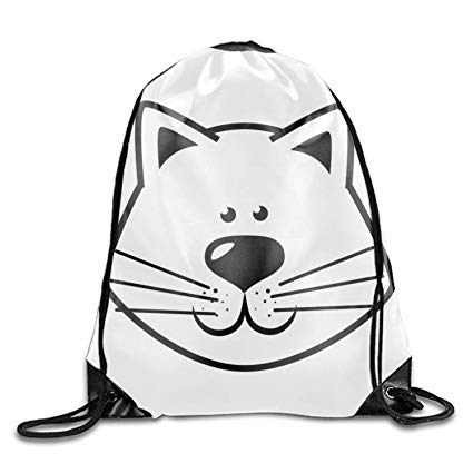 425x425 Hand Drawing Face Cat Happy Printed Cute Drawstring