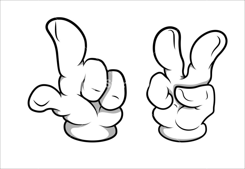 1000x690 Cartoon Hands Indicating Numbers One And Two Royalty Free Stock