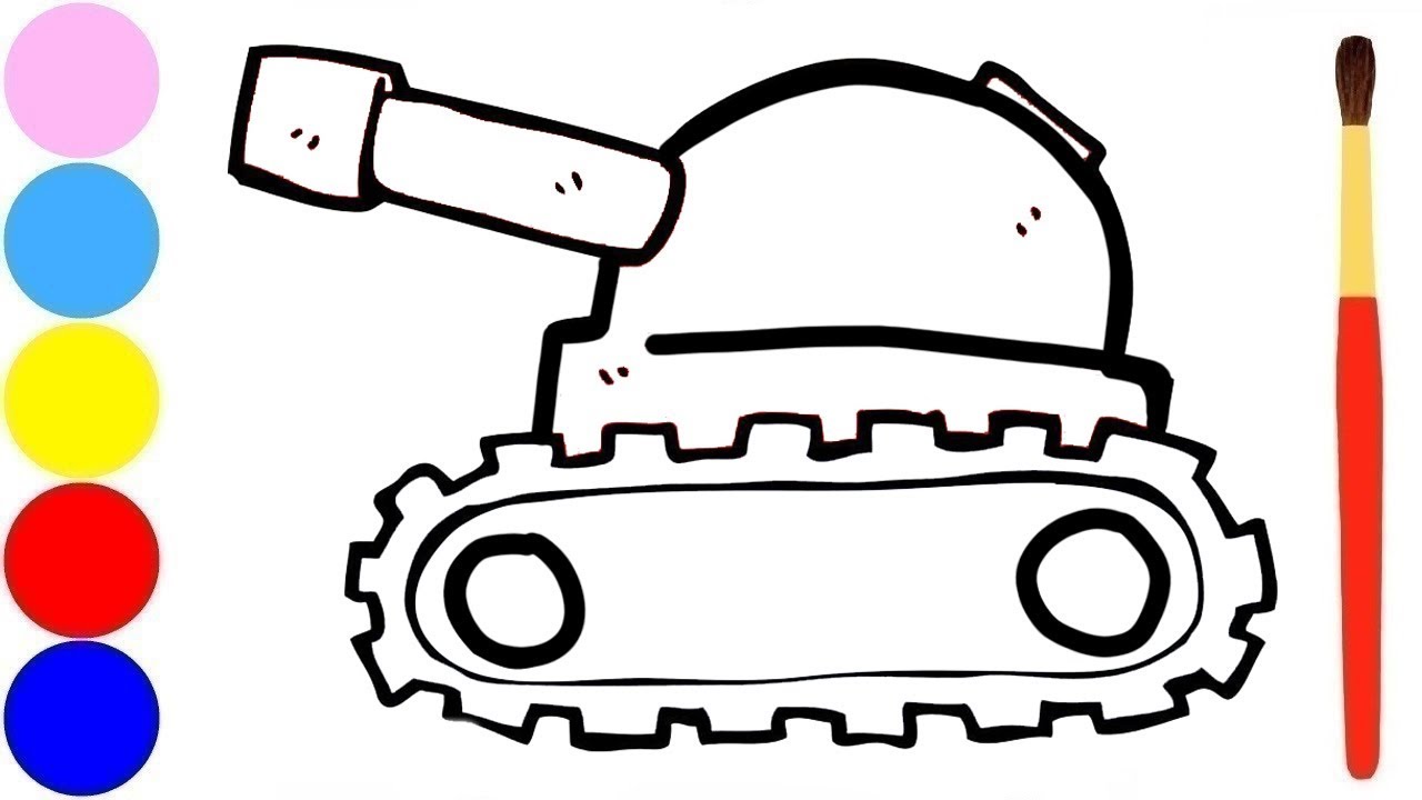 1280x720 New Content Tank Drawing And Coloring For Kids With Paint