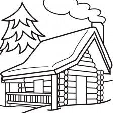 224x224 Log Cabin Woods Sketch Templates Line Drawingstemplates Log