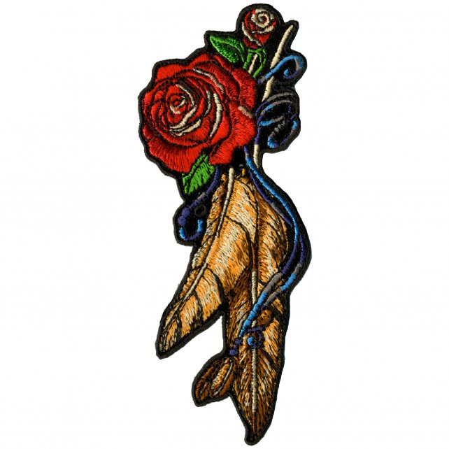 642x642 Hot Leathers X Feather And Roses Ladies Patch