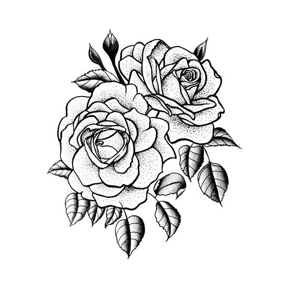 600x600 Twin Rose Temporary Tattoo Set