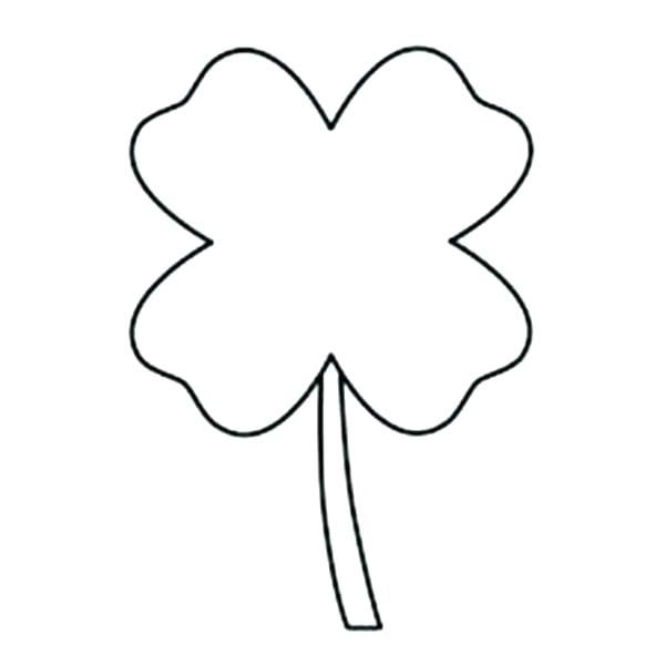 600x600 Clover Coloring Pages Free Printable Four Leaf Shamrock S Black