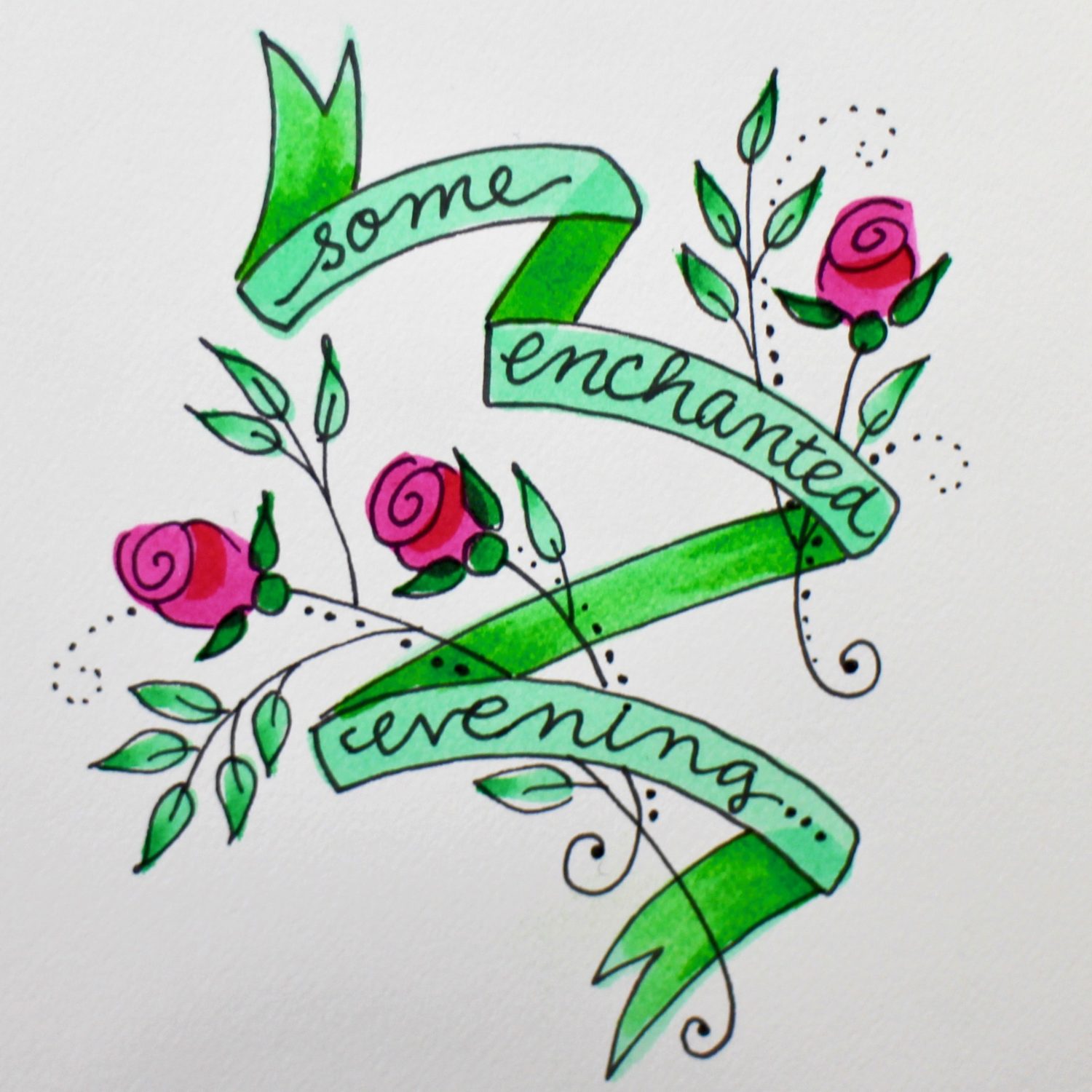 1500x1500 How To Draw Cascading Banner With Roses