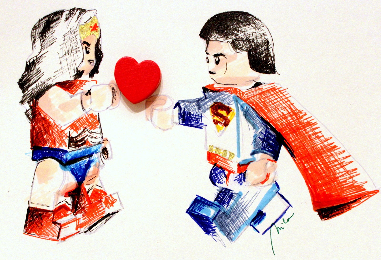 1600x1092 superman wonderwoman love art drawing box frame etsy