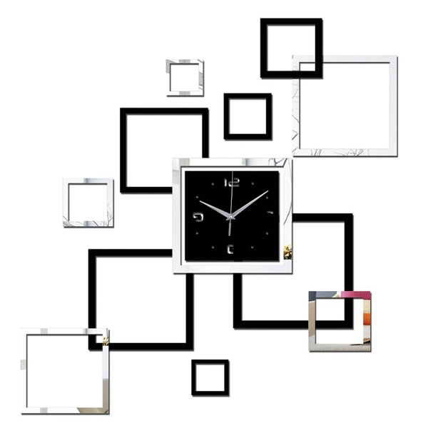 600x600 Bestnewcom Modern Design Diy Wall Clock Mirror Clock For Room