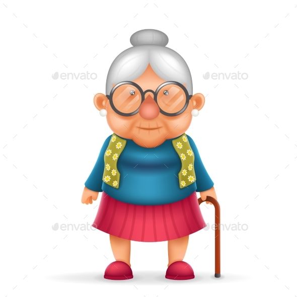 590x590 Granny Old Lady Realistic Cartoon Character Seniors
