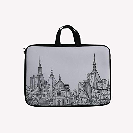 425x425 Printed Double Zipper Laptop Bag,landscape Sketchy