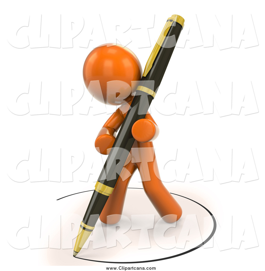 1024x1044 Clip Art Of A Orange Man Drawing A Circle With A Pen