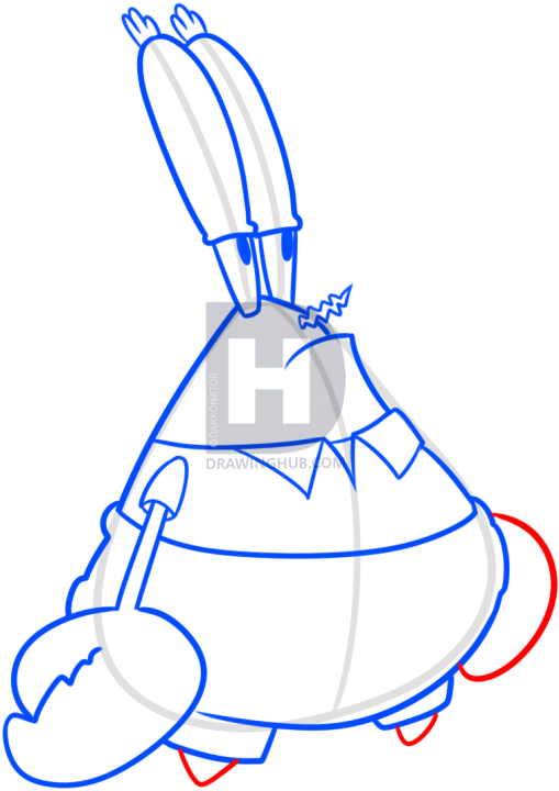 509x720 How To Draw Mr Krabs, Step