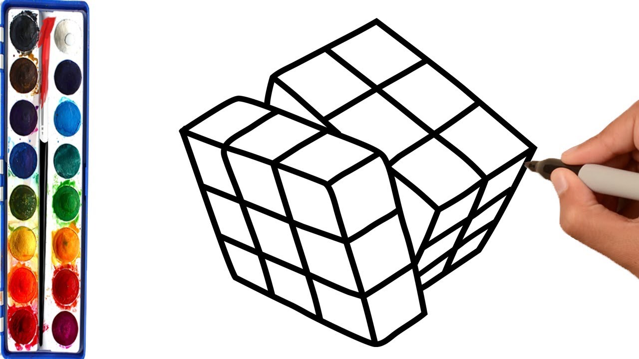 1280x720 how to draw rubik cube coloring pages video, learn colors