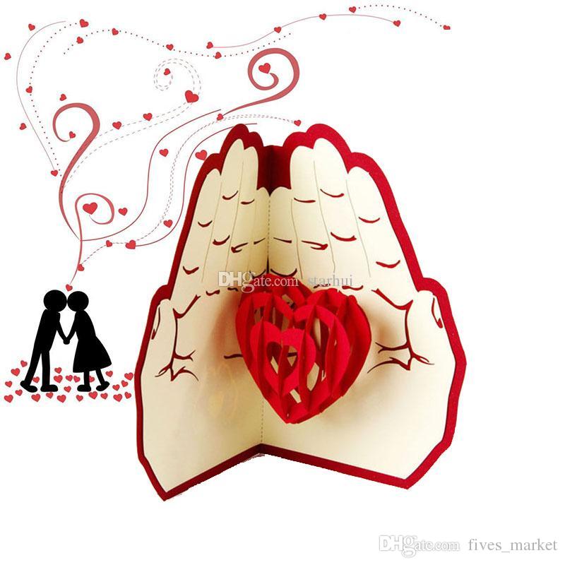 800x800 Newest Love In The Hand Pop Up Greeting Card Valentine Day