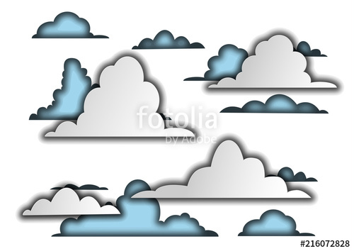 500x354 Paper Clouds Stylized Sky Children's Drawing Vector
