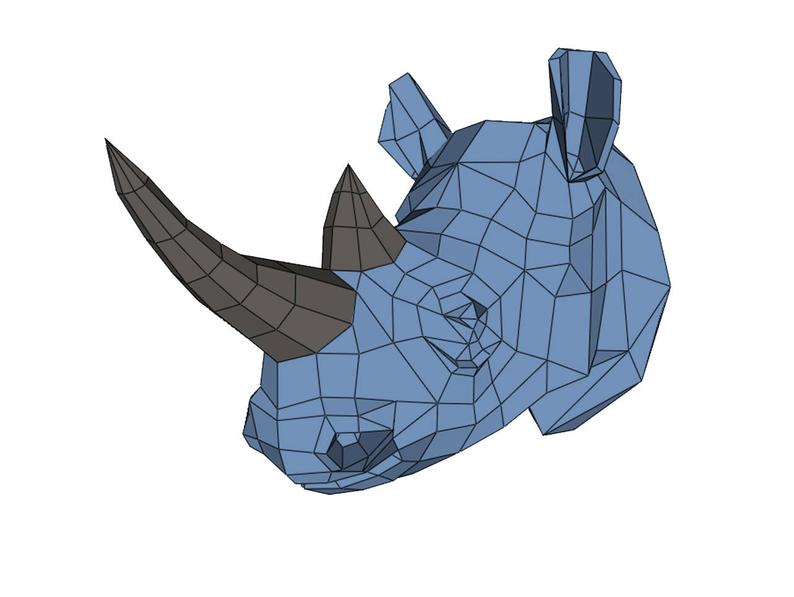 794x597 Rhino Low Poly Printable Diy Template Paper Trophy Head Etsy