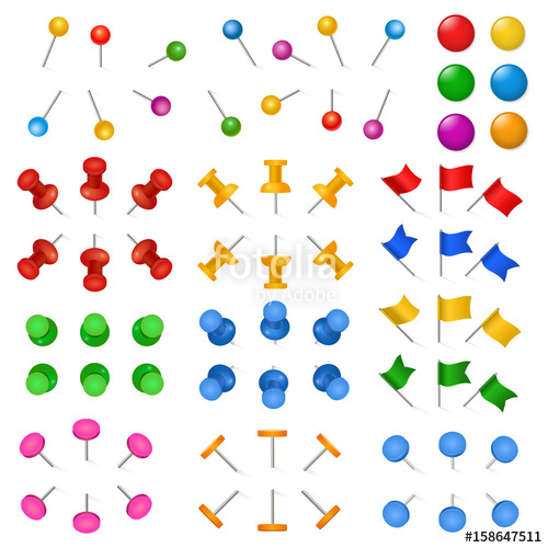 500x500 Office Stationery Buttons Holder Drawing Pin Thumbtack Vector