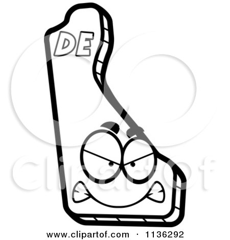 450x470 cartoon clipart of an outlined mad delaware state character