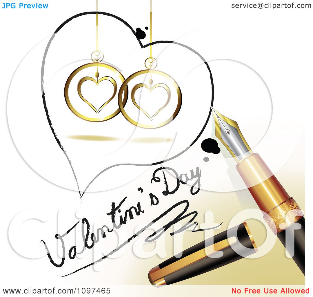 1080x1024 Clipart Fountain Pen Drawing A Heart Outline Around Ornaments
