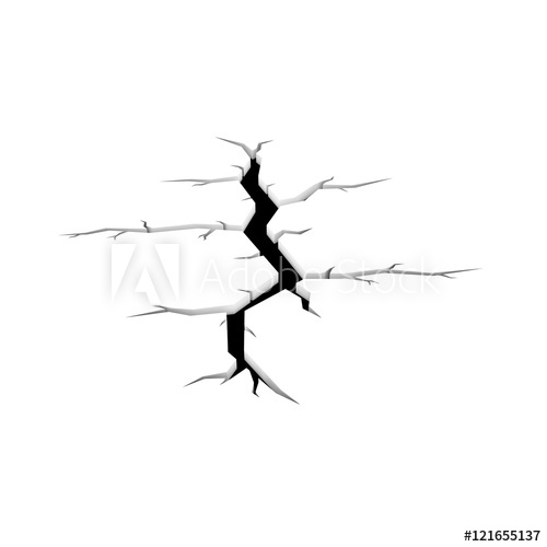 500x500 Cartoon Style Cracked Hole In Ground Isolated On White