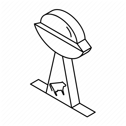 512x512 cow, farm, induction, isometric, ovni, visitor icon