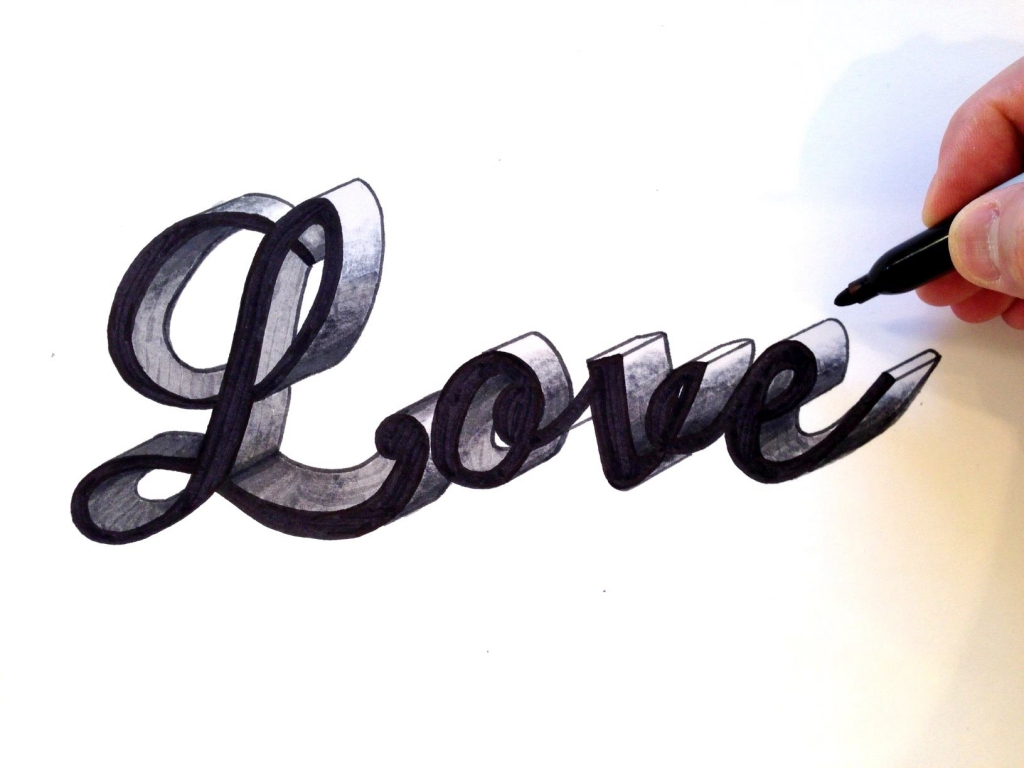 1024x768 How To Draw Love How To Draw Love In Cursive