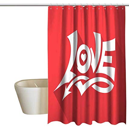 425x425 Kingdle Shower Curtains Mildew Resistant Love Drawing Style