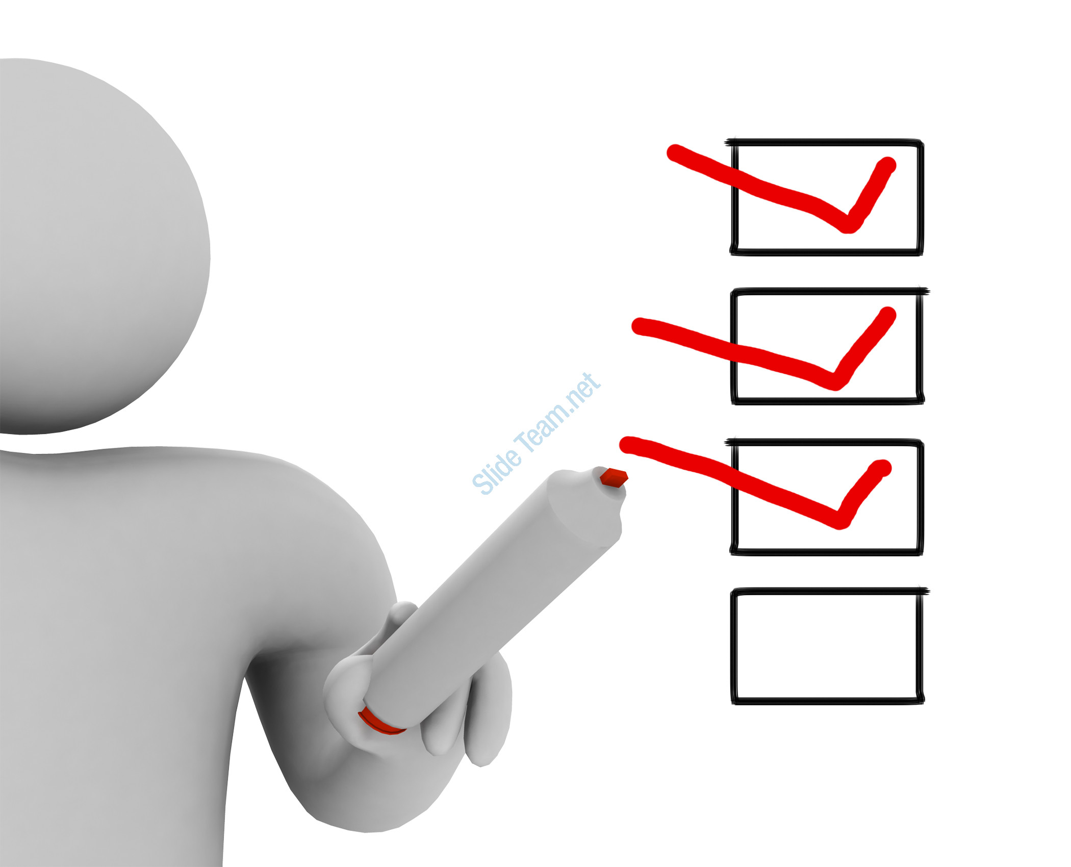 2100x1700 Man Drawing Tick Mark For Right Stock Photo