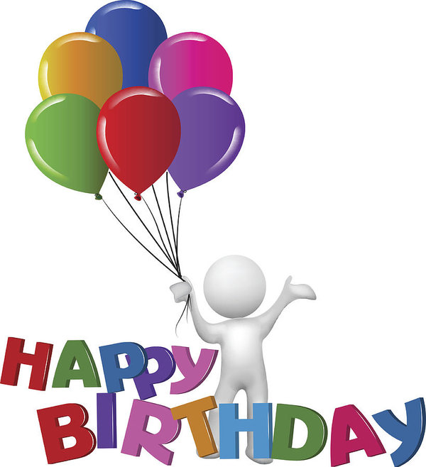 600x658 Happy Birthday Man With Balloons Symbol Vector Image Art Print
