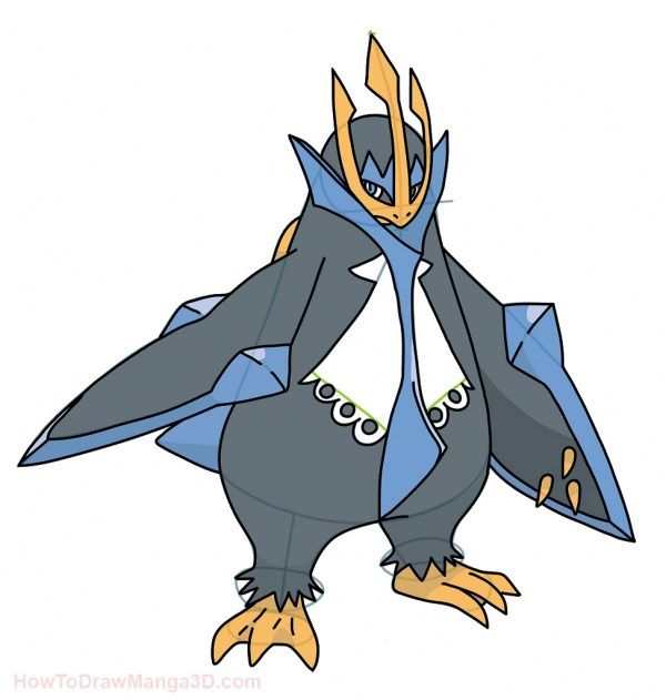 600x631 How To Draw Empoleon Pokemon Step
