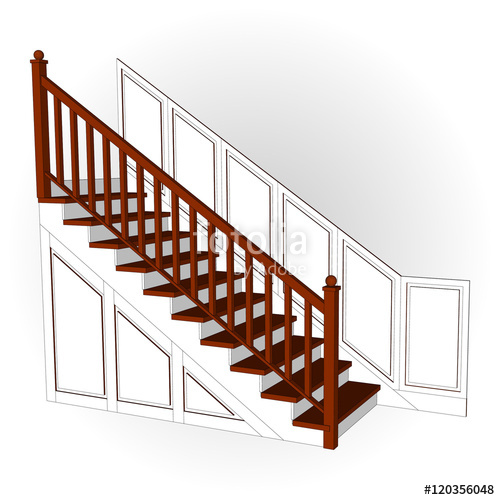 500x500 Staircase Classic With Wooden Panel Sample Ladder Side View