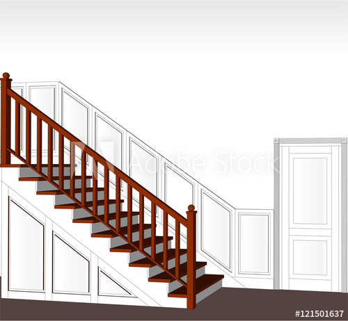 500x462 Staircase Wooden With White Panels And The Door Closed Ladder