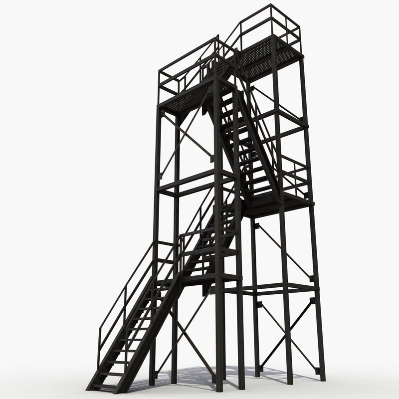 800x800 Escape Exit Stairs Model