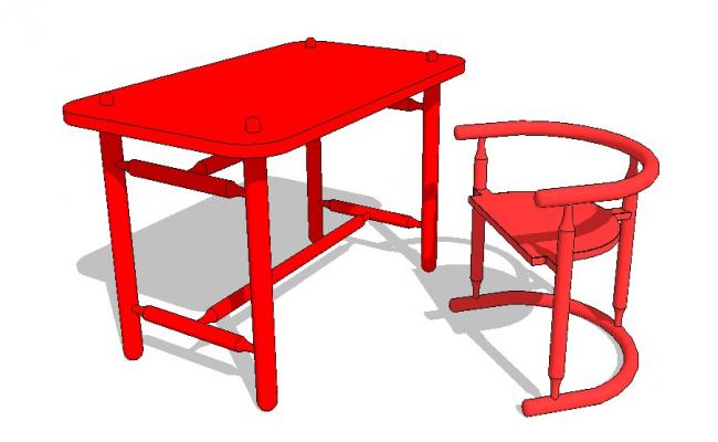 650x400 Single Table And Wooden Chair Block Cad Drawing Details Dwg