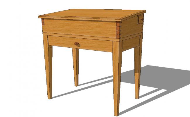 650x400 Wooden Children Desk With One Drawer Drawing Details Skp