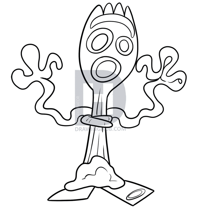 707x720 How To Draw Forky From Toy Story Step