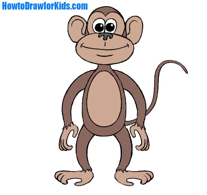 695x656 How To Draw A Monkey For Kids How To Draw For Kids