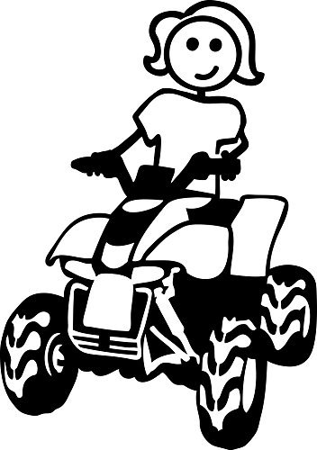 352x500 Stick Family Lady Riding Wheeler Sticker White