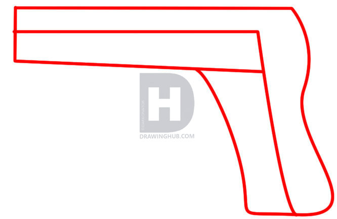 666x432 How To Draw A Simple Gun, Step