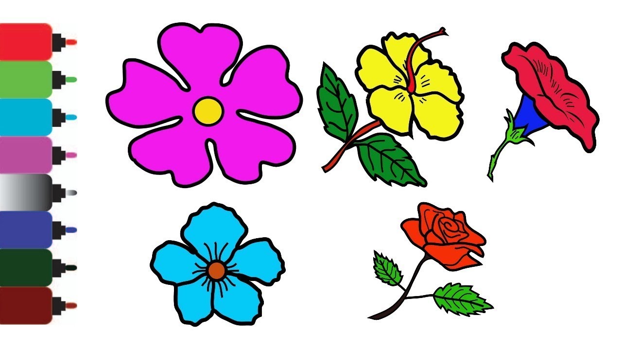 1280x720 Drawing And Coloring Flowers Flower Coloring Pages Learn