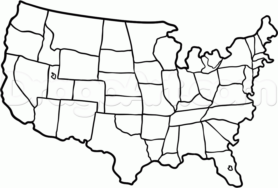 1132x768 How To Draw The United States, Step