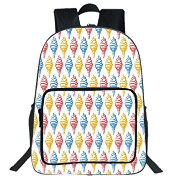 355x355 Iprint Large Casual Backpack,food Decor,ice Cream