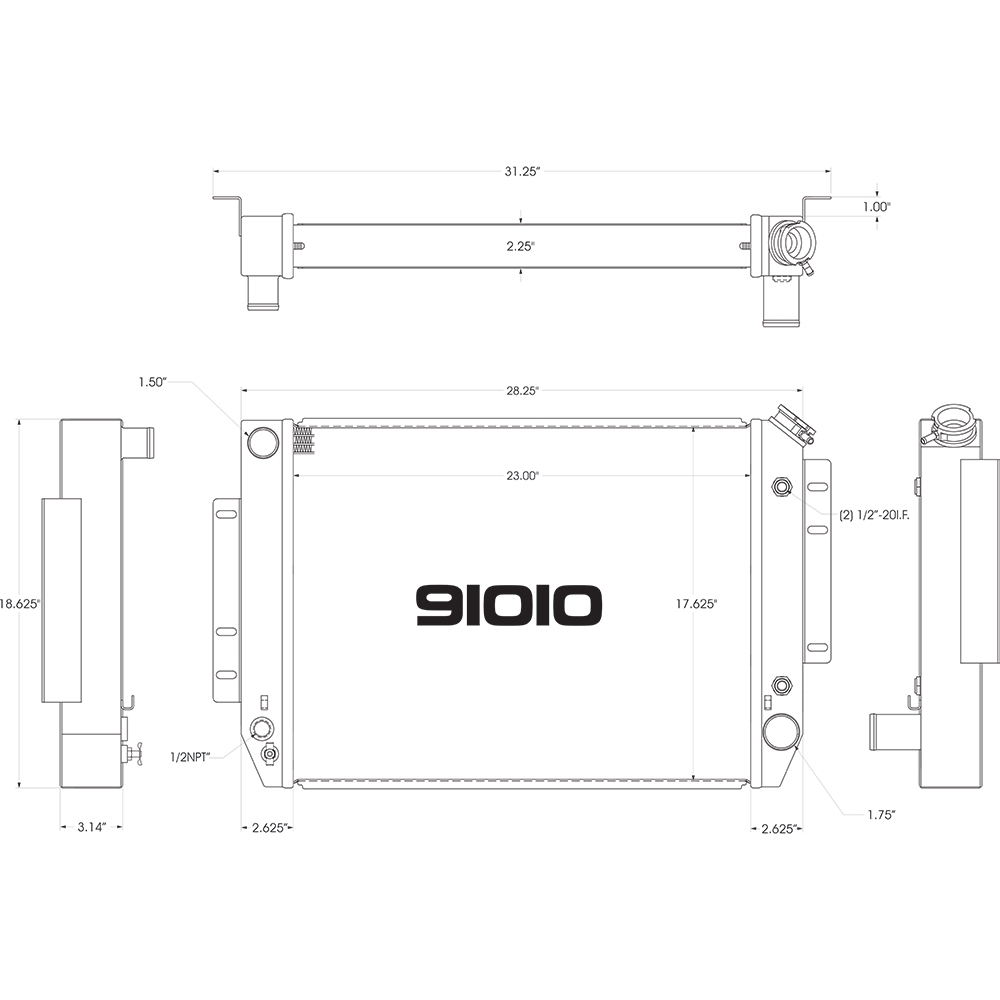 1000x1000 Performance World Custom Lightweight Radiator Camaro