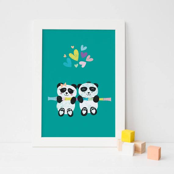 570x570 nursery print for twins panda twin babies panda nursery etsy