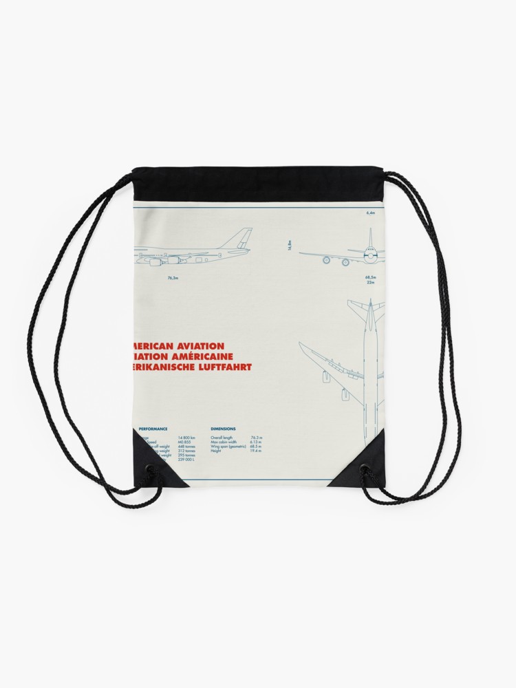 750x1000 Boeing Technical Drawing Plane Drawstring Bag
