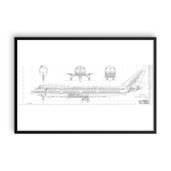 600x600 Boeing Drawing Art Print Poster Aerodrawings