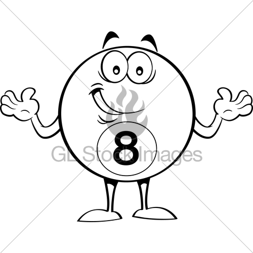 500x500 Cartoon Happy Billiard Eight Ball Gl Stock Images
