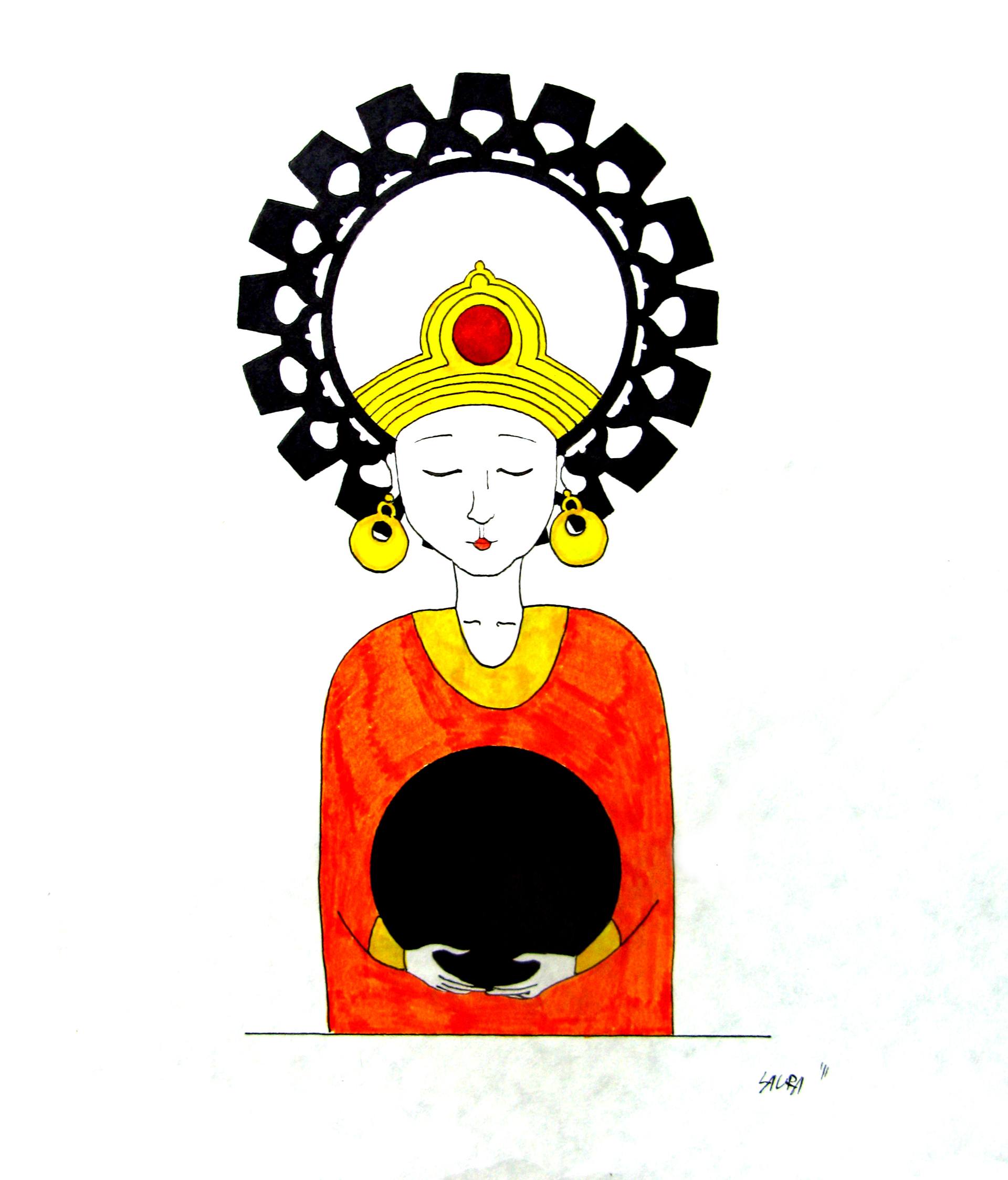 1920x2246 Girl With A Ball Drawing