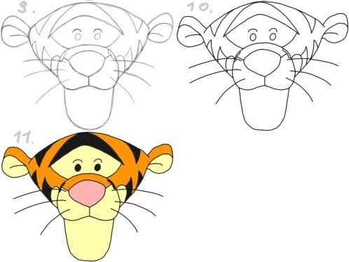 498x373 Learn To Draw Tigger Head Front View Steps