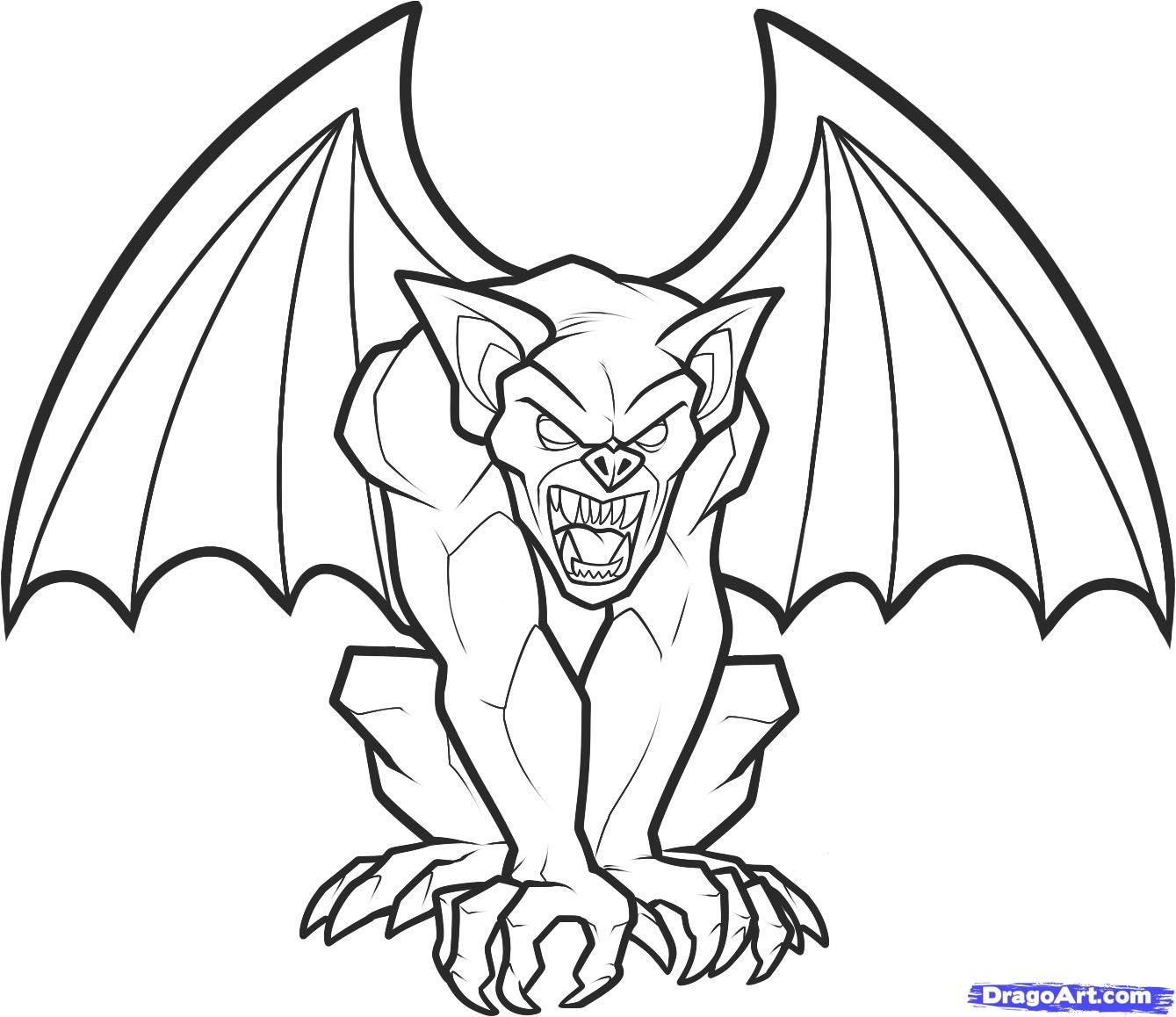 1339x1158 How To Draw A Gargoyle Step Halloween In Gargoyle