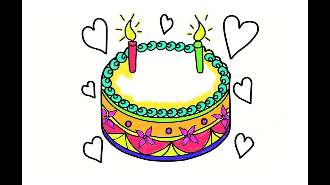 1280x720 How To Draw A Beautiful Birthday Cake, Drawing Coloring Birthday